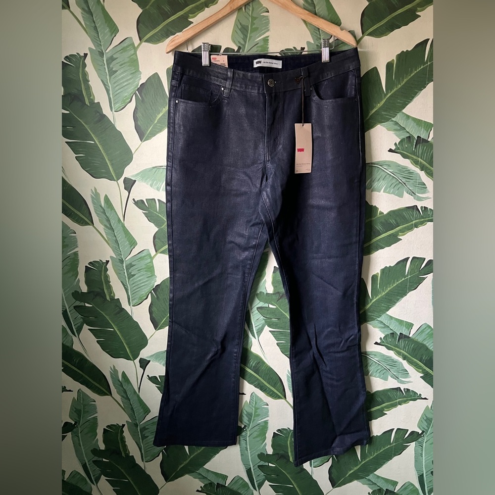 Levi’s Mid Rise Bootcut Skinny Dark Wash Shine Jeans Womens 14 M NWT - Picture 3 of 13